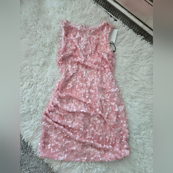 Line & Dot Sparkling pink sequined mini dress - Picture 1 of 9
